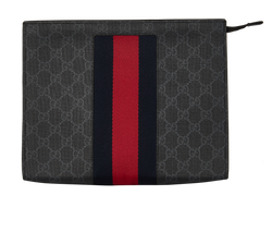 GG Supreme Web Clutch, Canvas, Black, 0416, 2*